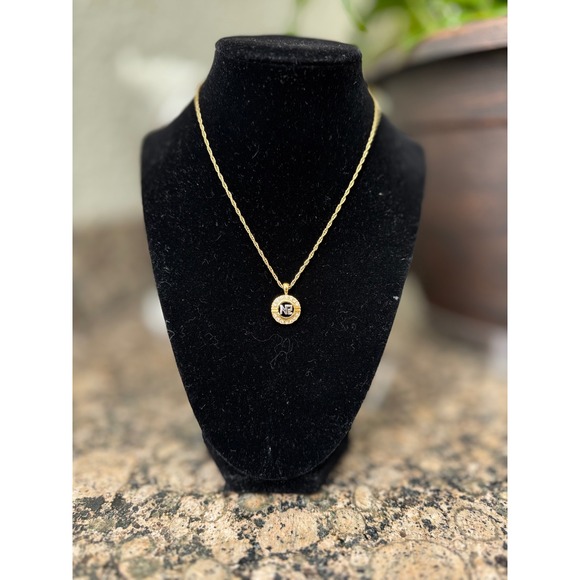 Vintage Nina Ricci Gold Tone Rhinestone Pendant Necklace designer Jewelry Y2K - Picture 5 of 9